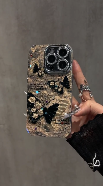 Black theme butterfly iphone case